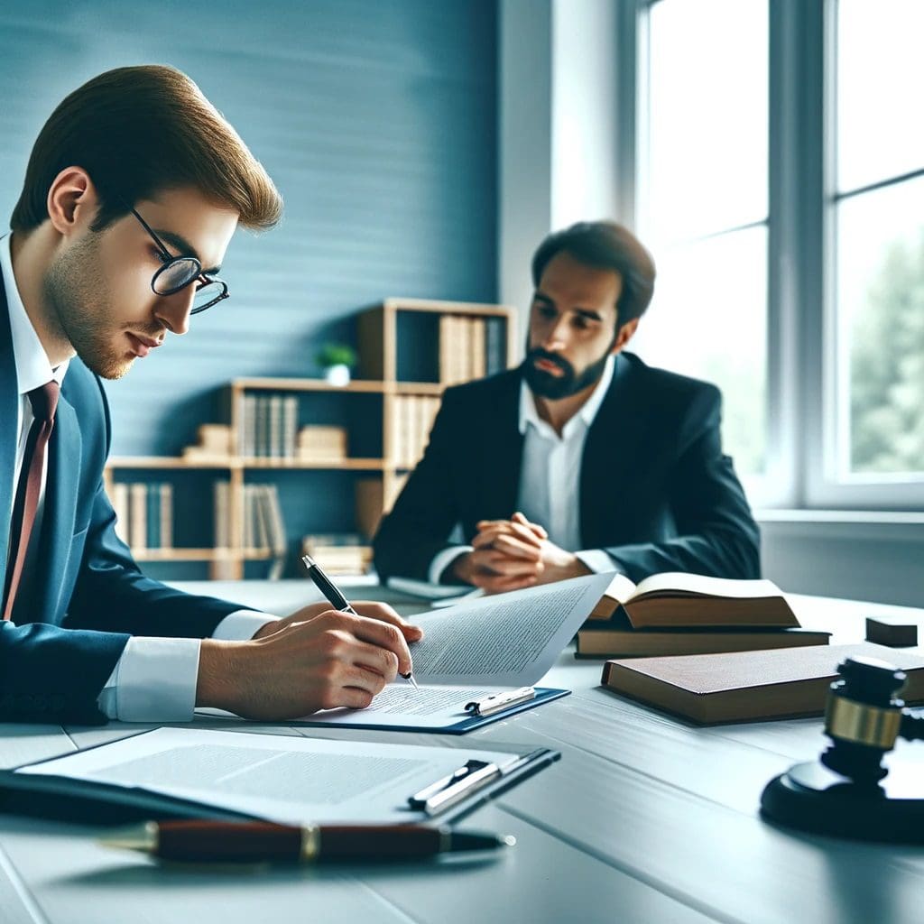 Debate en profundidad sobre contratos: Abogado y cliente deliberan sobre los términos