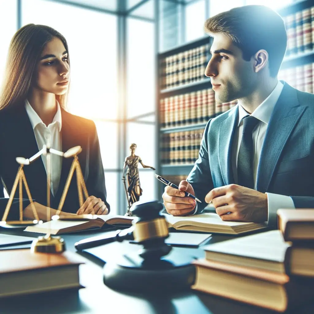 Preparing for Court: Lawyer and Client Discussing Lawsuit Strategies