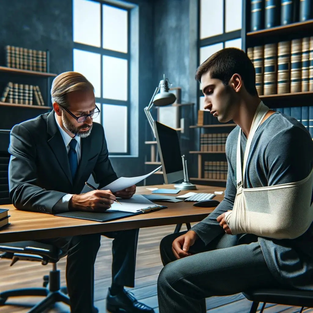 Empathetic Legal Advice: Personal Injury Attorney Meeting with Client