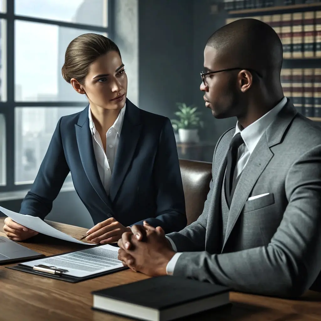 Asesoramiento jurídico profesional en un entorno de oficina moderno