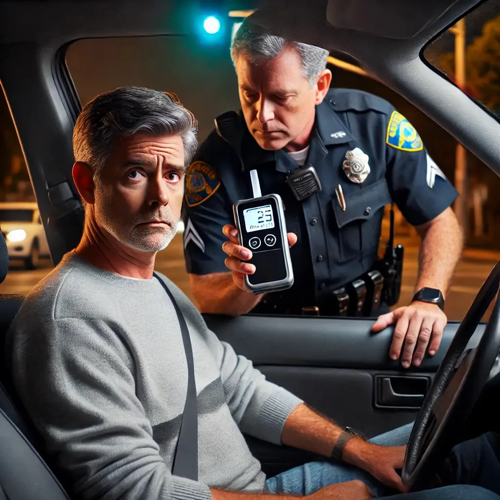 Middle-Aged Man at California DUI Stop