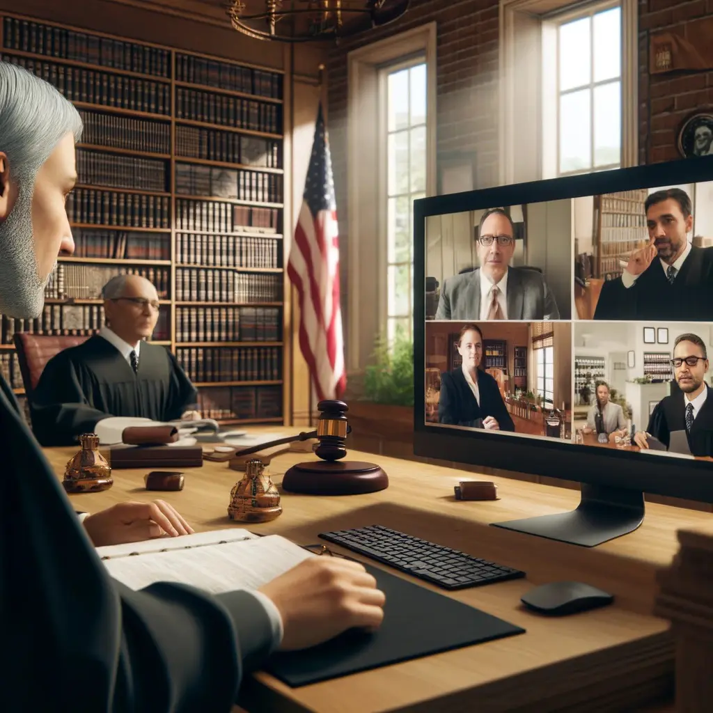 Virtual Courtroom Proceedings with Judge and Attorneys Online