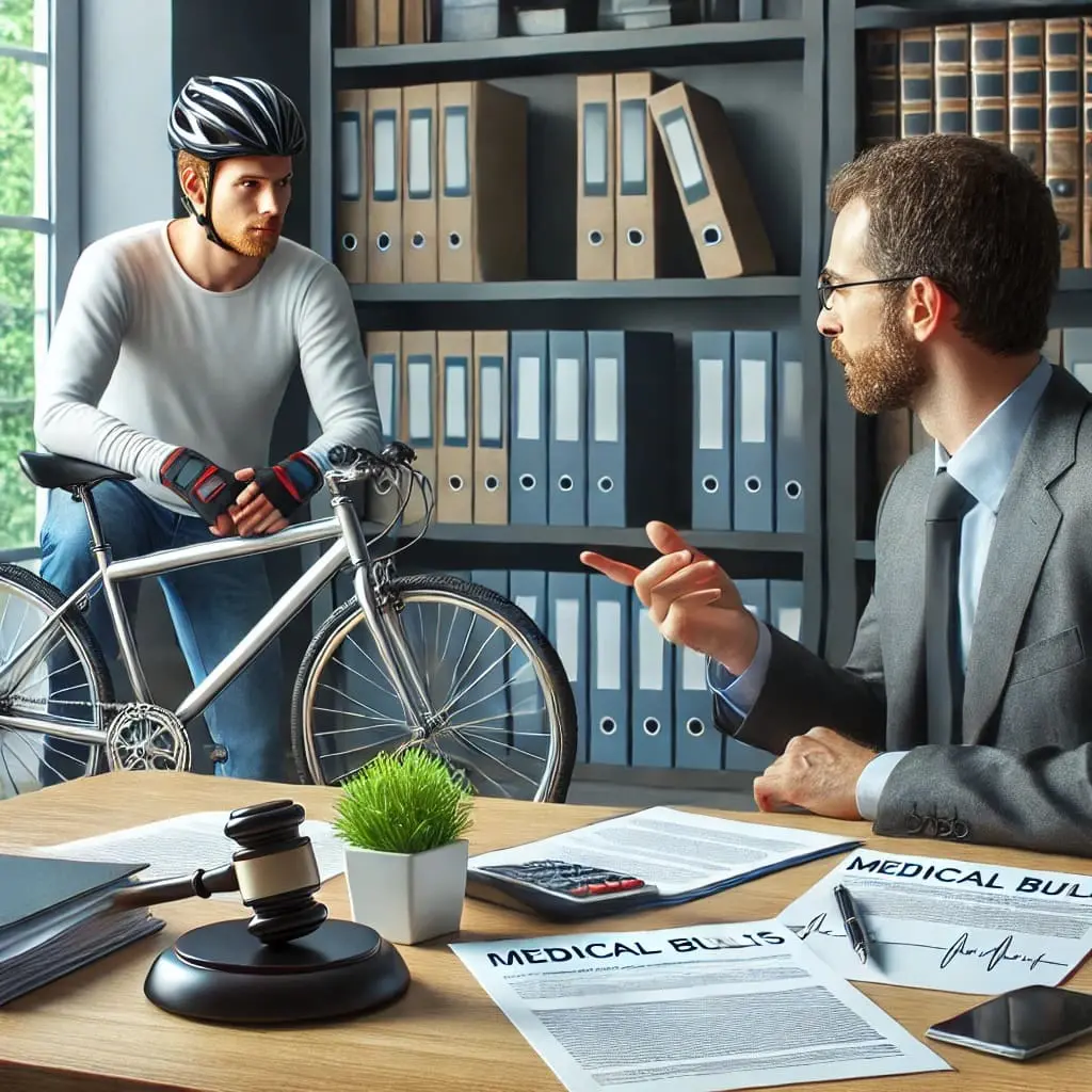 Cliente y abogado hablan de las facturas médicas tras un accidente de bicicleta