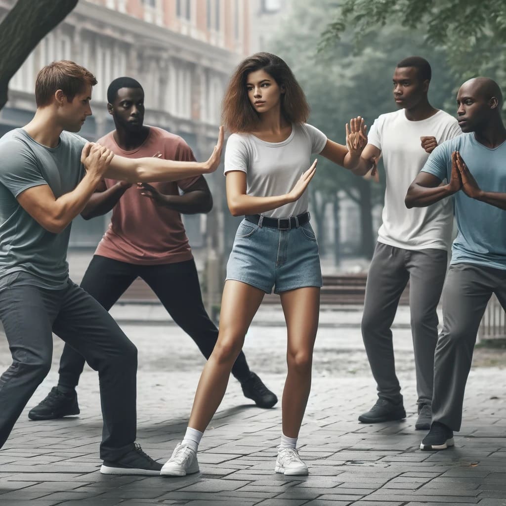 Urban Self-Defense Techniques: Multicultural Group Practices Assault Prevention
