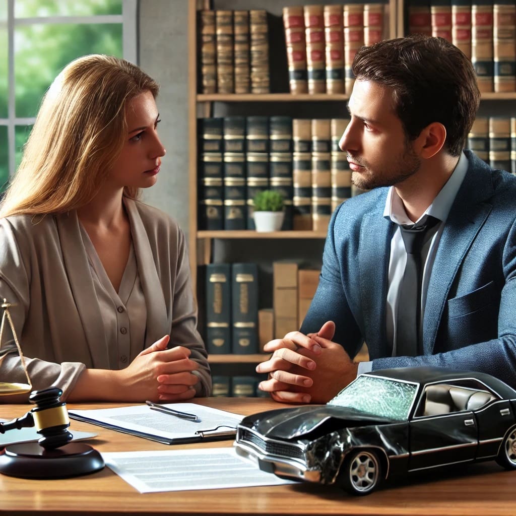 Client and Lawyer Review Car Accident Details