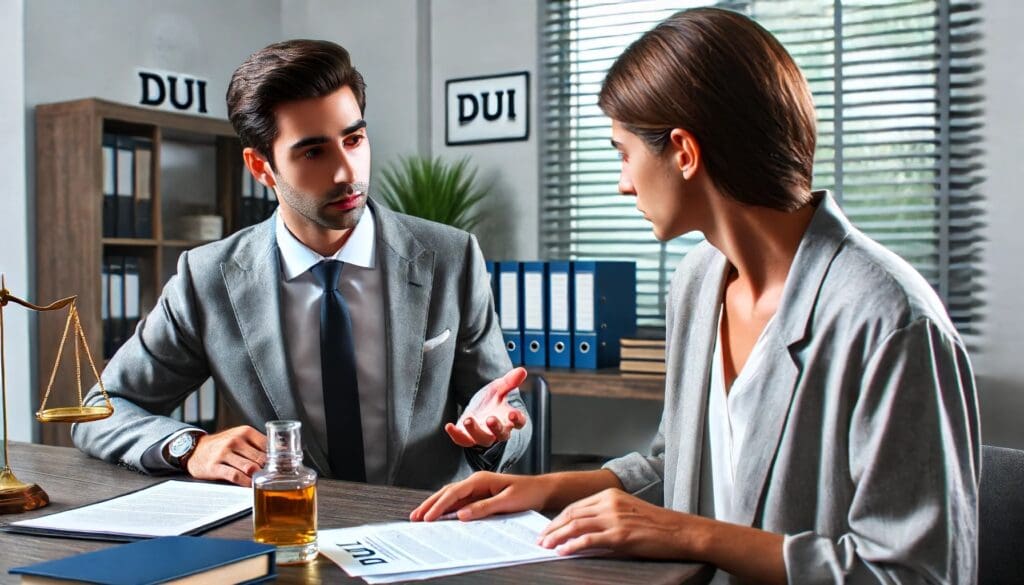 Professional DUI Lawyer Advising Client in Office Setting