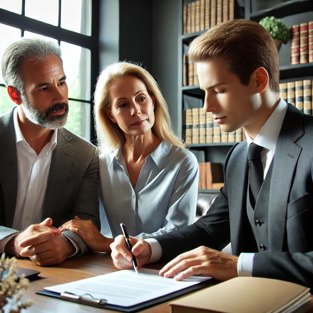 Experienced Family Lawyer Discusses Case with Clients