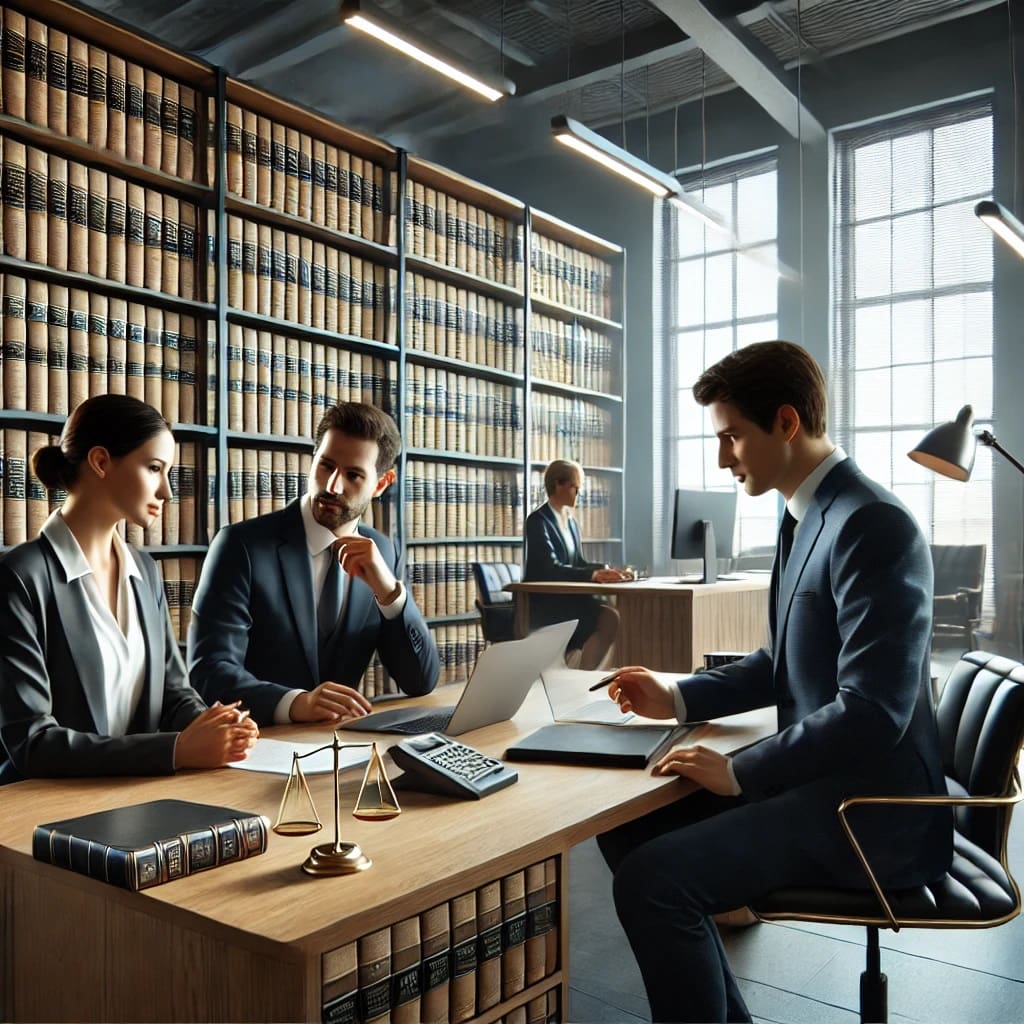 Professional Lawyers in Client Meeting at Well-Lit Office