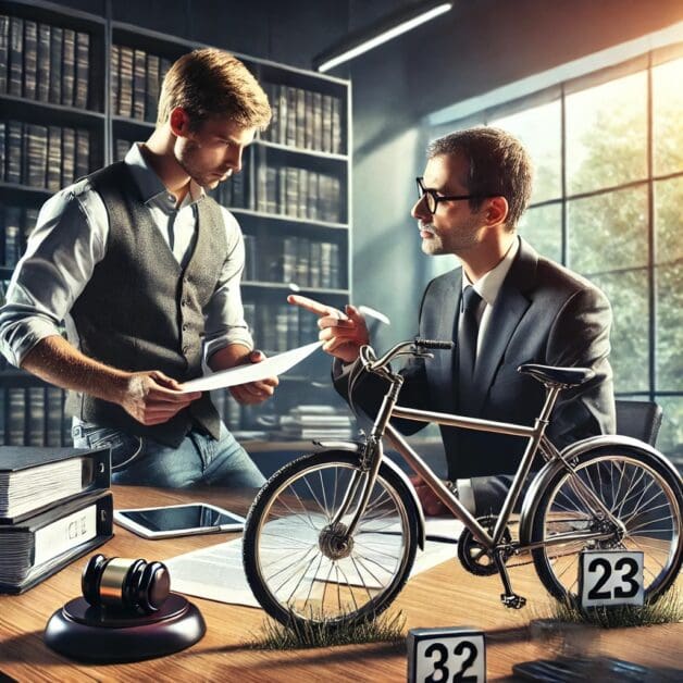 Discussing Bicycle Accident Claim Deadlines with a Lawyer in a Modern Office