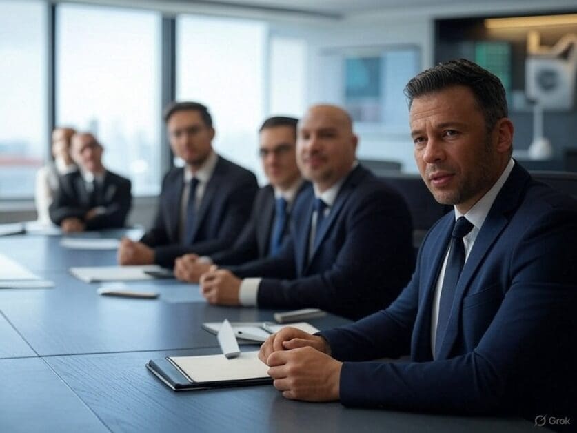 Tech Industry Mergers and IP Costs Discussed with Lawyers in Legal Office Setting