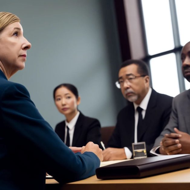 Detailed View of an Administrative Hearing with Diverse Participants