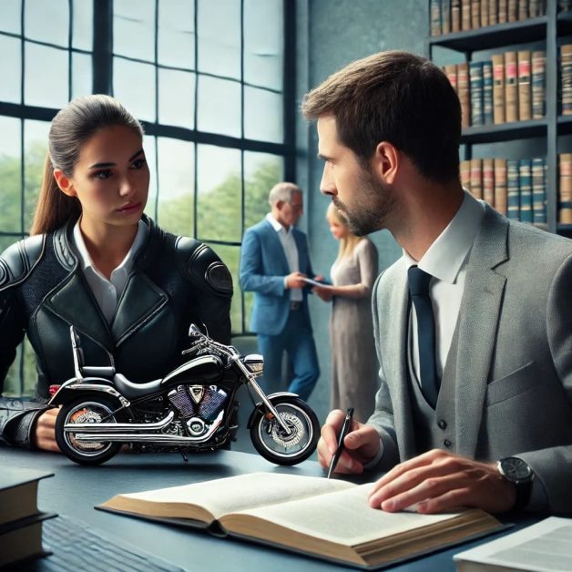 Client Discusses Uninsured Driver Options with Motorcycle Accident Lawyer