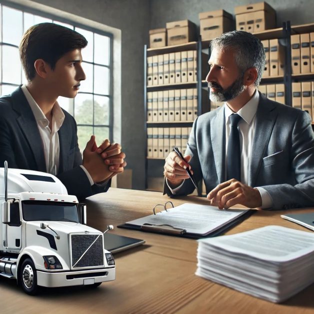 Client Consults With Lawyer on Truck Accident Case Timeline